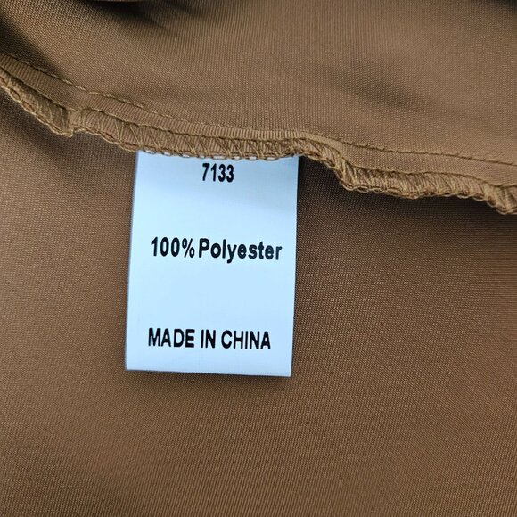 Pretty Garden One-Shoulder Midi Dress Brown Satin Size Medium Party Wedding Chic - Picture 9 of 9